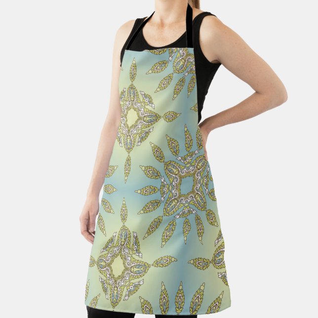 Apron with an intricate paisley pattern (Insitu)