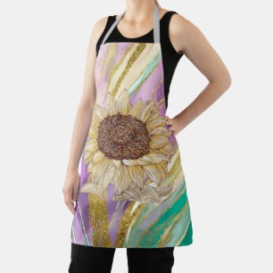 Apron with Sunflower Colourful Shades Metallic Art