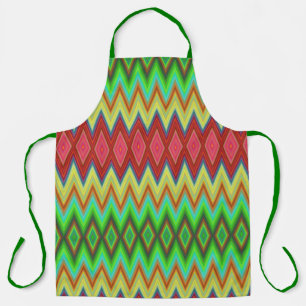 Apron with vibrant, geometric diamond patterns 