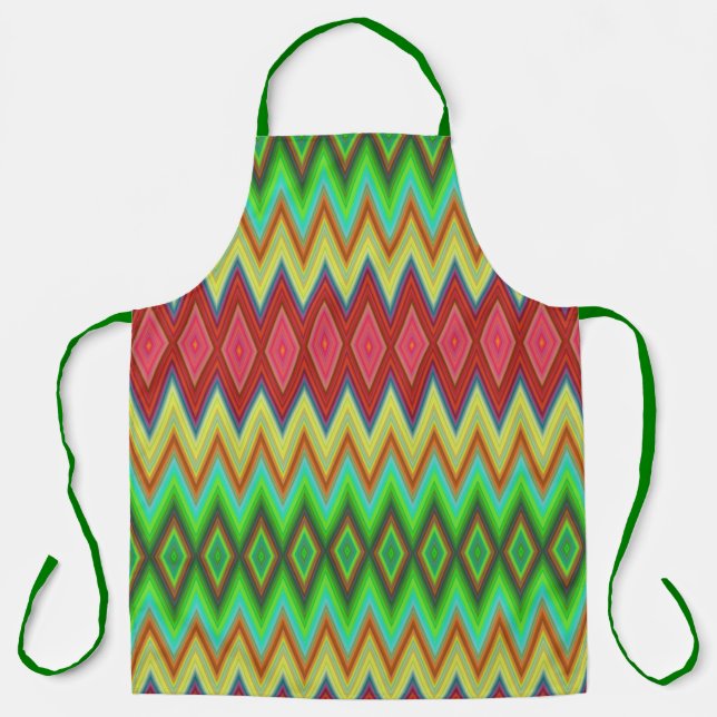 Apron with vibrant, geometric diamond patterns  (Front)