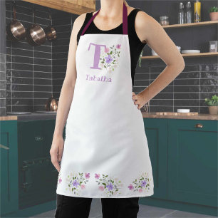 Apron with Wearer's Initial & Name with Flowers