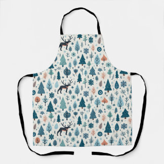 Apron with winter tree reindeer