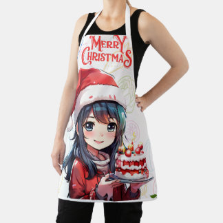 Aprons beautiful girl in a red  polka christmas 