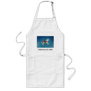 Aprons, Bibs - Red, White & Blue Carousel Horse Long Apron