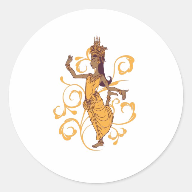 Apsara dancer classic round sticker (Front)