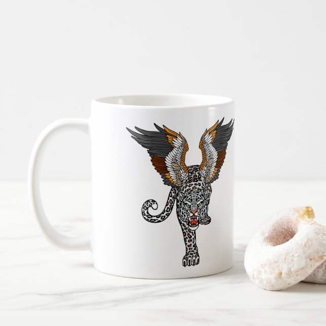 Aq Bars. Legendary winged snow leopard  Coffee Mug (With Donut)