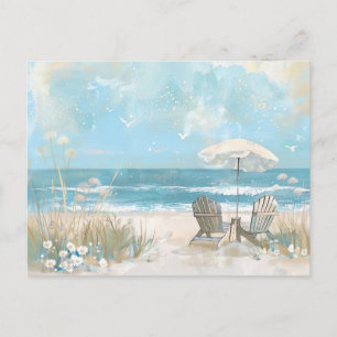 Aqaurell Illustration Beach landscape pastell Postcard