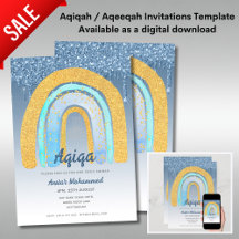 Aqiqa Invitation Templates Digital Rainbow Boy