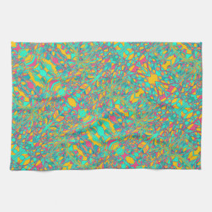 aqua abstract art retro design tea towel