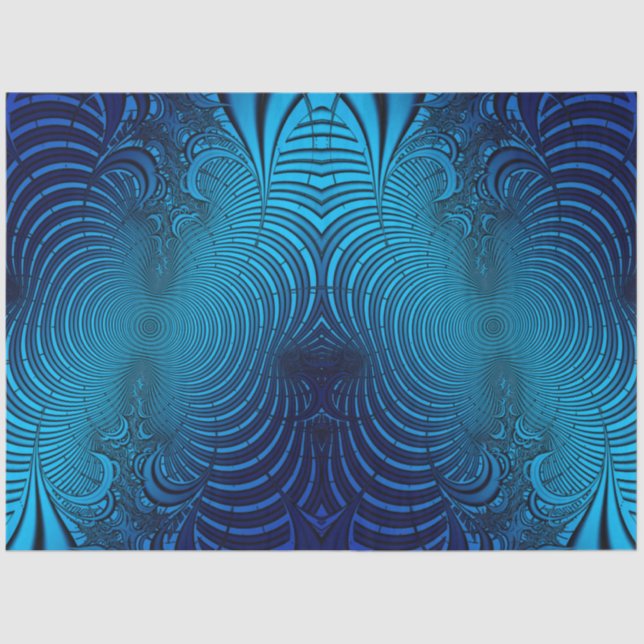 Aqua Abstract Fractal 13 Decoupage Tissue Paper (Front)