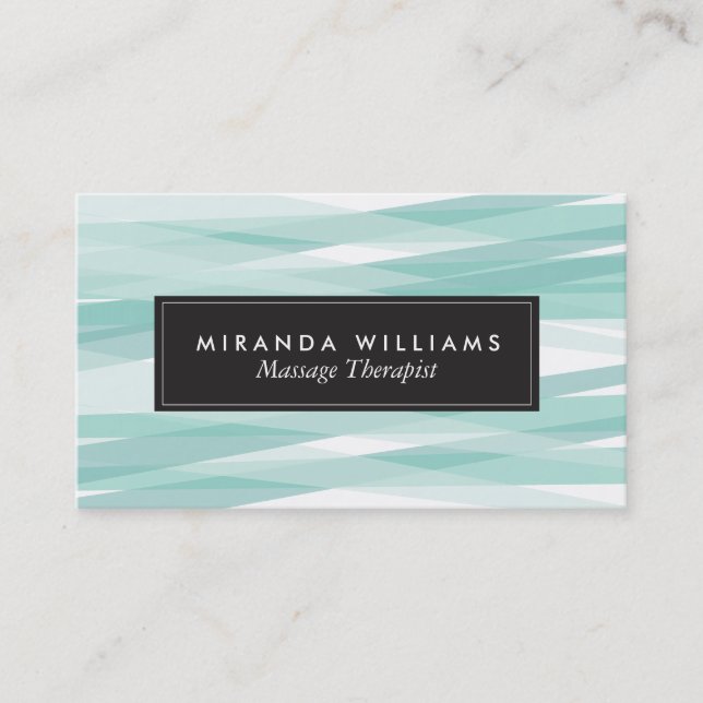 Aqua Abstract Ribbons Business Cards (Front)