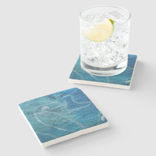 Aqua Abstract Stone Coaster