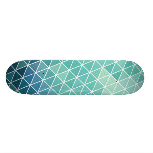 Aqua Abstract Triangles Skateboard