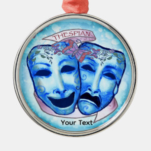 Aqua  Actor Masks Metal Ornament