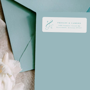 Aqua Ampersand Monogram Return Address Labels