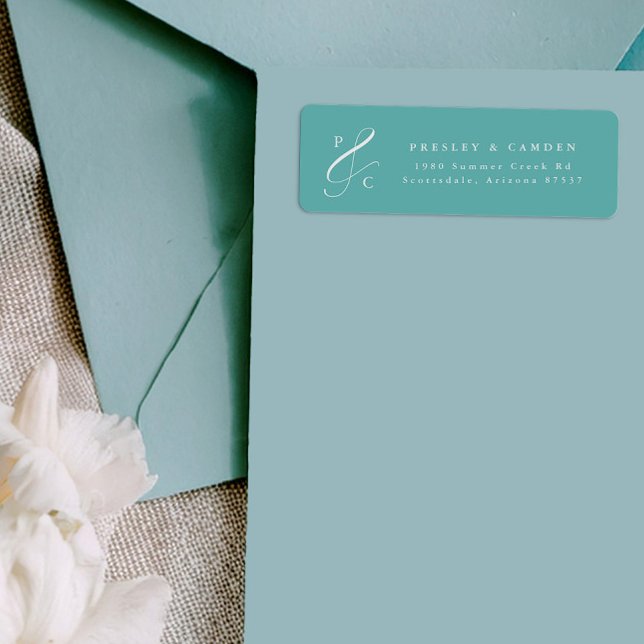 Aqua Ampersand Monogram Return Address Labels (Creator Uploaded)
