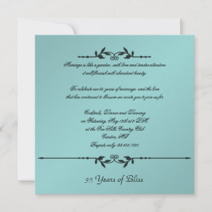 Aqua and Black Elegant Anniversary Invitation