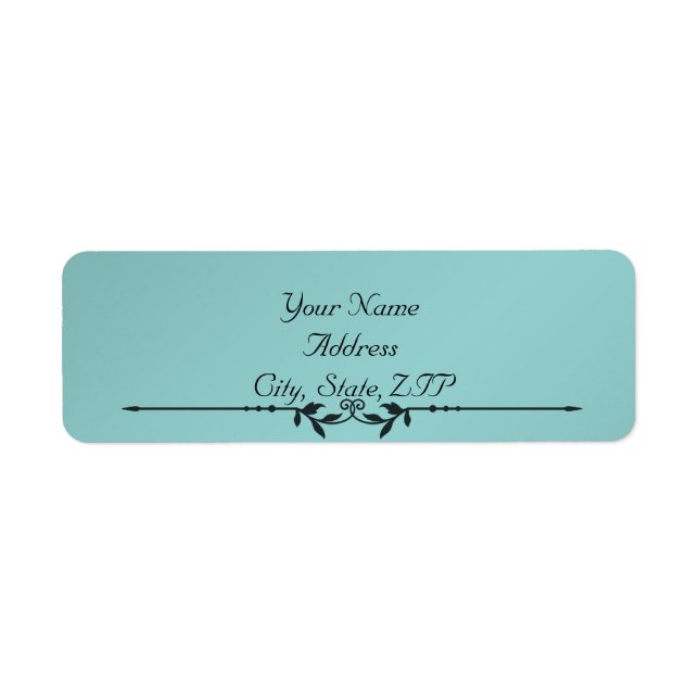 Aqua and Black Elegant Return Address Label (Front)