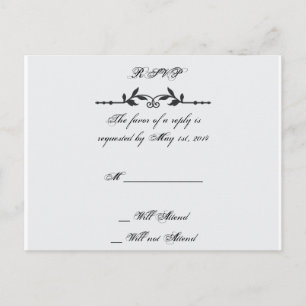 Aqua and Black Elegant Wedding RSVP Invitation Postcard
