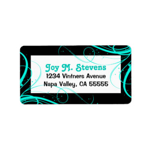 Aqua and Black Festive Address Label