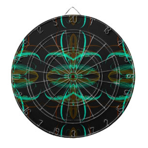 Aqua and Black Fractal Dart Board