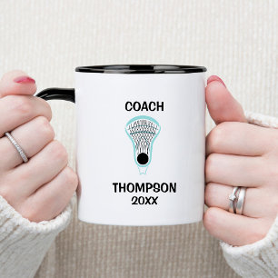 Aqua and Black Lacrosse Coach Mug