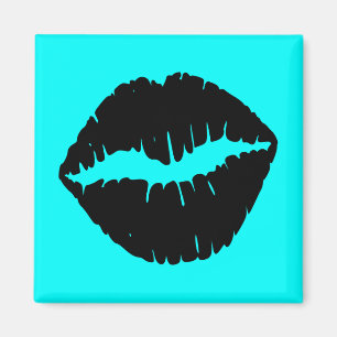 Aqua and Black Lips Magnet