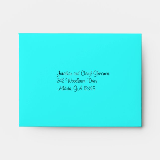 Aqua and Black Polka Dot Envelope for RSVP Card (Front)