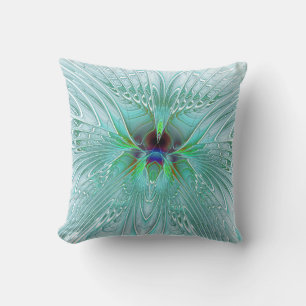 Aqua and Blue Modern Butterfly Cushion