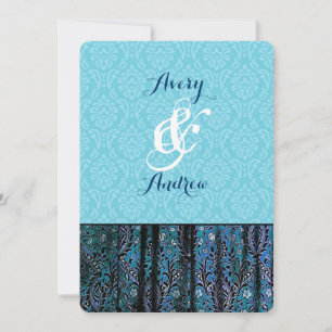 Aqua and Blue Vintage Damask Wedding Template 3