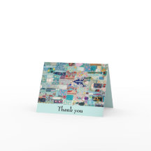 Aqua and Blues Quilt Design Thank You Card