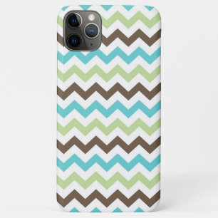 Aqua and Brown Zig Zag Chevrons Pattern iPhone 11 Pro Max Case