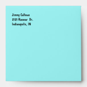 Aqua and Chequerboard Race Car Invitation Envelope