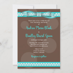 Aqua and Chocolate Brown Polka Dots Invitation