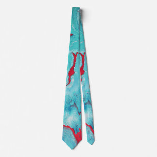Aqua and Coral Swirl Tie