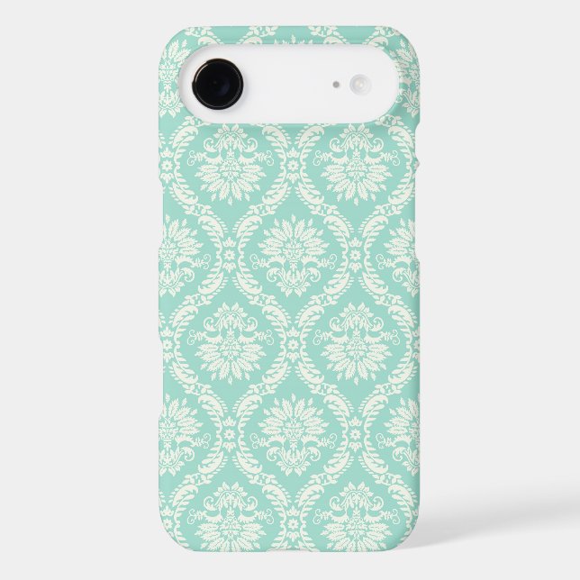 aqua and cream fleur elegant damask Case-Mate iPhone case (Back)