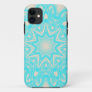 Aqua and cream Mandala pattern iphone cases