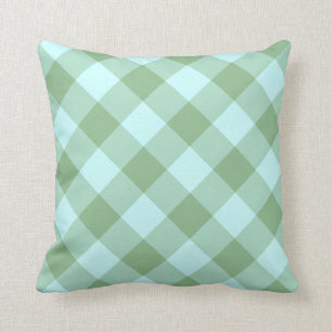 Aqua and Dark Sea Green Gingham Cushion