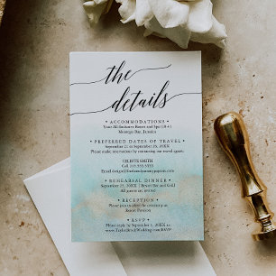Aqua and Gold Destination Wedding Travel Details Enclosure Card