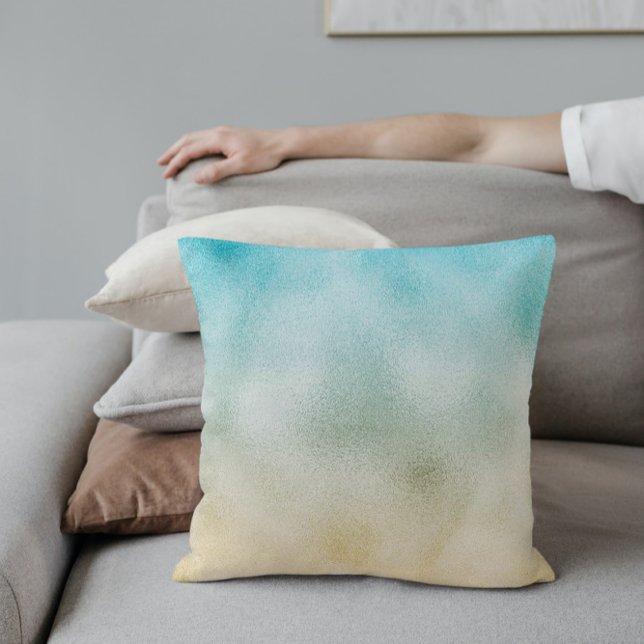 Aqua and Gold Ombre Foil Cushion (Creator Uploaded)