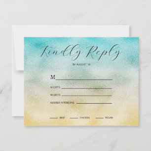 Aqua and Gold Ombre Foil RSVP Card