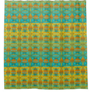 Aqua and Gold Ombre, Southwestern Shower Curtain