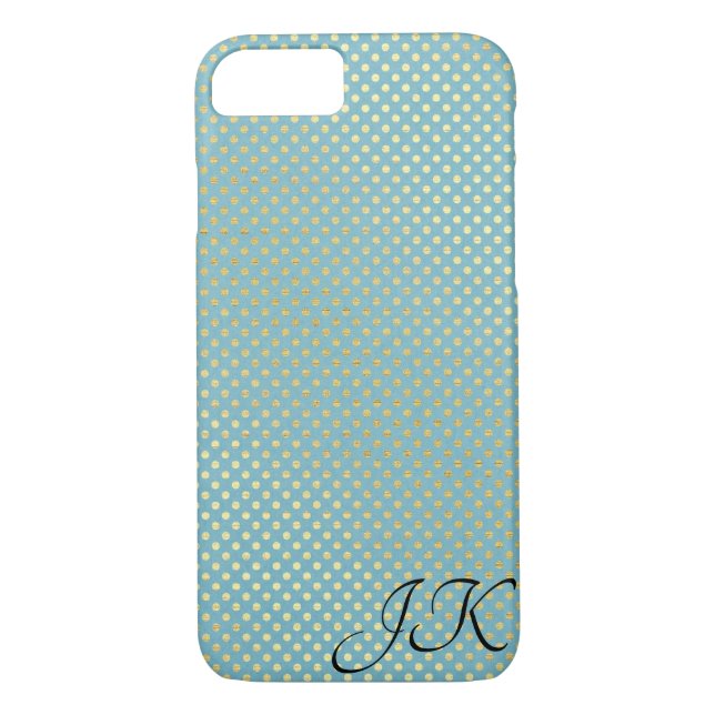 aqua and gold polka dot shimmer Case-Mate iPhone case (Back)