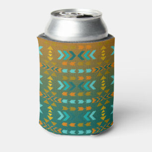 Aqua and Gold Southwestern Style Can Cooler