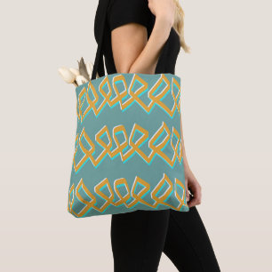 Aqua and Gold Tote Bag