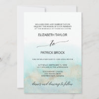 Aqua and Gold Watercolor Beach Formal Wedding