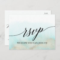 Aqua and Gold Watercolor Beach Song Request RSVP