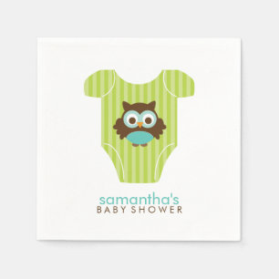 Aqua and Green Owl Baby Outfit Napkin