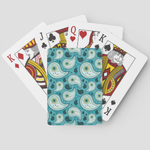 Aqua and Green Paisley Pattern Playing Cards