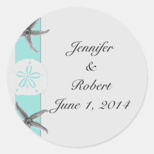 Aqua and Grey Band Starfish Envelope Seal